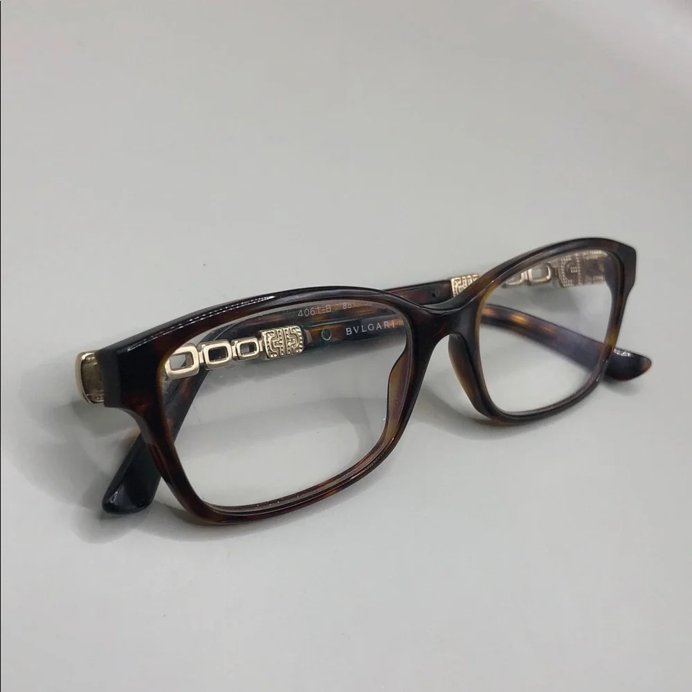 BVLGARI 4061 Brown Tortoise Rectangle Eyeglasses Glasses Frames 52-16-140 FLAW
